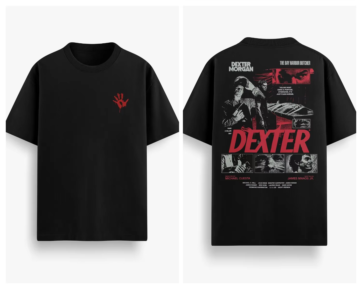 Poster Men Fashion - เสื้อยืดโอเวอร์ไซส์ลายโปสเตอร์หนัง Dexter Morgan ผ้าฝ้าย ลายกราฟิก สำหรับผู้ชายและผู้หญิง
