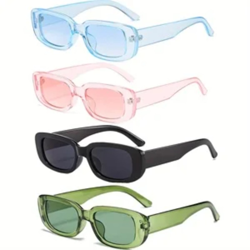 Men'S Fashion Glasses - 1/4 ชิ้นใหม่แว่นตากันแดดทรงสี่เหลี่ยมเล็กผู้หญิงผู้ชายอินเทรนด์วินเทจฮิปฮอปสแควร์แว่นตากันแดดสีดำหญิงแว่นตาแบรนด์ UV400