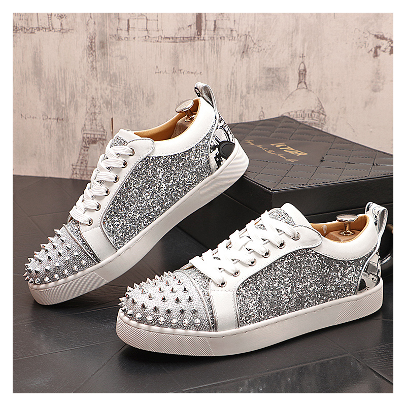 Mens Fashion Dress - Mens Luxury แฟชั่น Silver Rivets รองเท้า