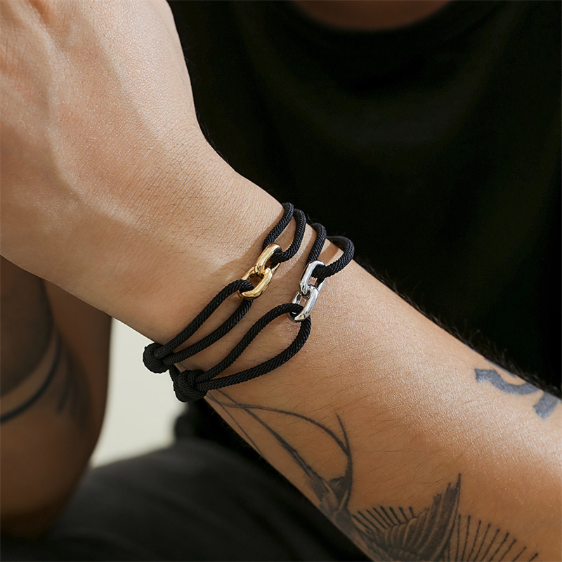Milan Men'S Fashion - สร้อยข้อมือเชือกมิลานแบบมินิมอลสร้อยข้อมือเชือกสีดำแบบเรียบง่ายสำหรับผู้หญิงผู้ชายคู่รักกำไลข้อมือนำโชคเครื่องประดับ