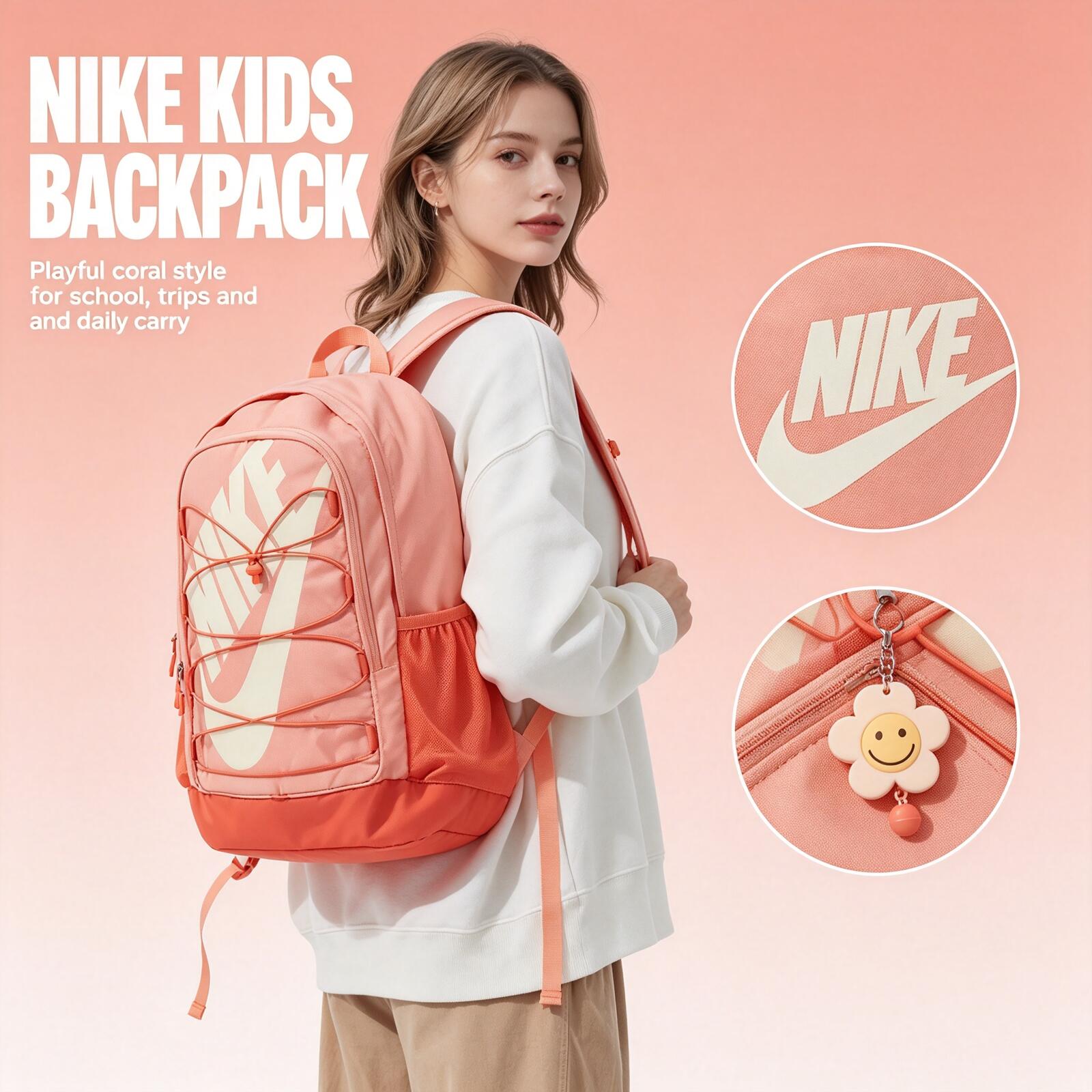 Men'S Fashion Bag - ไนกี้สำหรับผู้ชายและผู้หญิง, กระเป๋าคอมพิวเตอร์สำหรับนักเรียนความจุขนาดใหญ่, กระเป๋าเป้สะพายหลังแฟชั่นสำหรับนักเรียนระดับมัธยมต้นและมัธยมปลาย รุ่น Hj8200-844