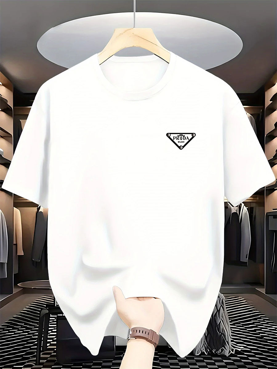 Milan Men'S Fashion - 2026 เสื้อยืดพิมพ์ลายแบรนด์ดังระดับนานาชาติแฟชั่นมิลานสำหรับผู้ชายใหม่ คอกลมผ้าฝ้ายแท้ ลำลองหรูหราสไตล์คนเมืองระดับไฮเอนด์ Y2K