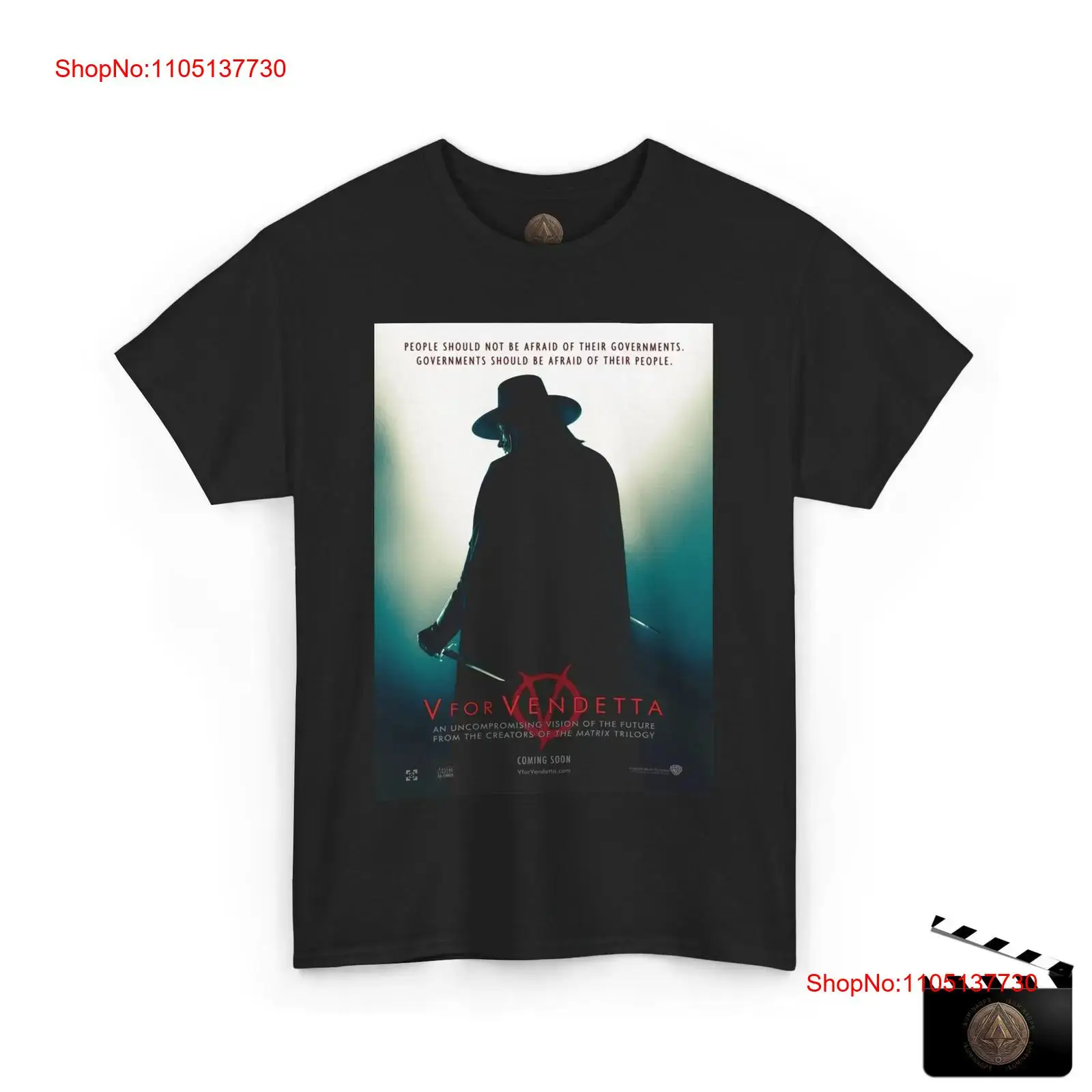 Poster Men Fashion - เสื้อยืดลายโปสเตอร์ภาพยนตร์วี ฟอร์ เวนเดตต้า สไตล์เรโทร วินเทจ ลุคสตรีทแวร์