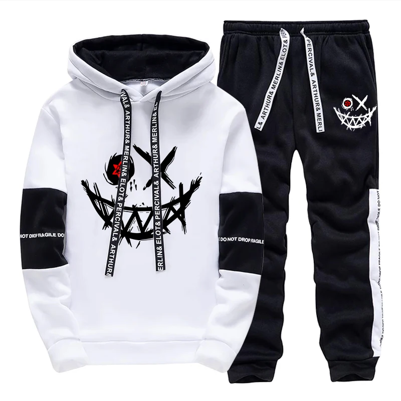 Mens Fashion Streetwear - ชุดเซ็ตผู้ชาย/เสื้อฮู้ด/กางเกงขายาว ฤดูใบไม้ร่วง 2026 แฟชั่นลำลองประจำวัน เสื้อฮู้ดมีฮู้ดและกางเกงจ็อกเกอร์ ชุดกีฬาแนวสตรีททันสมัย