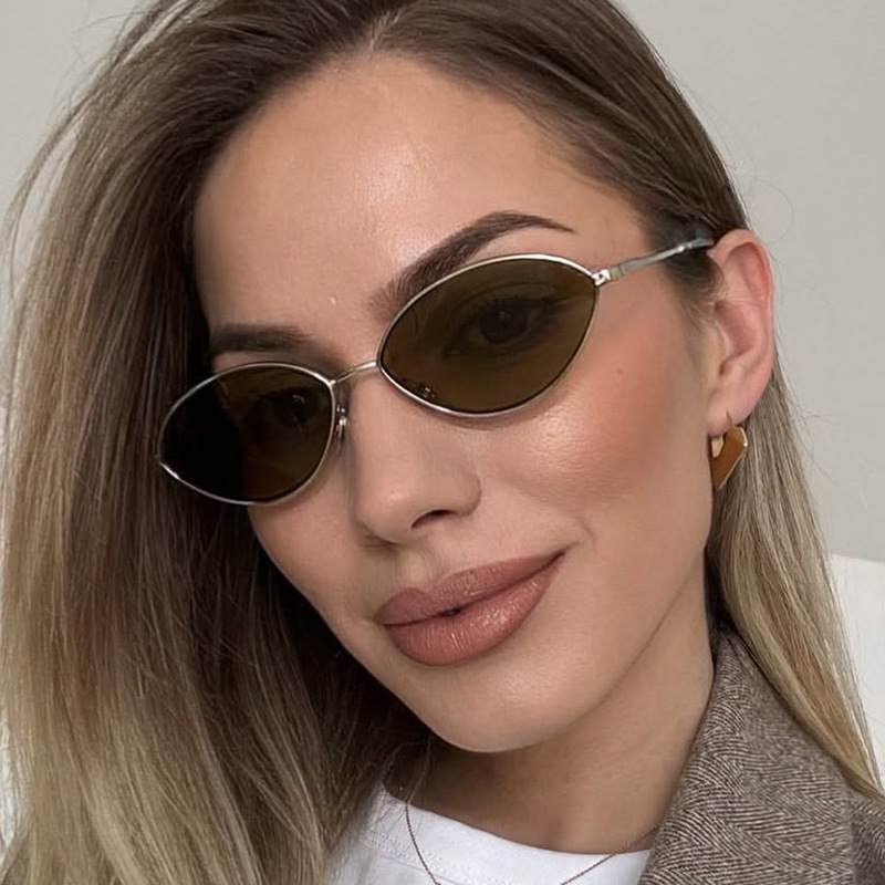 Men'S Fashion Glasses - แว่นกันแดดทรงแคทอายสไตล์เรโทรสำหรับผู้หญิง ดีไซน์แบรนด์ ทรงวงรี แว่นกันแดดสุดฮิต แว่นกันแดดผู้ชาย กรอบโลหะ