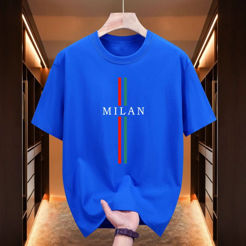 Milan Men'S Fashion - ฤดูร้อนมิลานแฟชั่นผู้ชายผ้าฝ้ายเสื้อยืดสบายๆกีฬา O-คอสั้นแขนสั้นกลางแจ้ง Comfort Soft TOP Urban