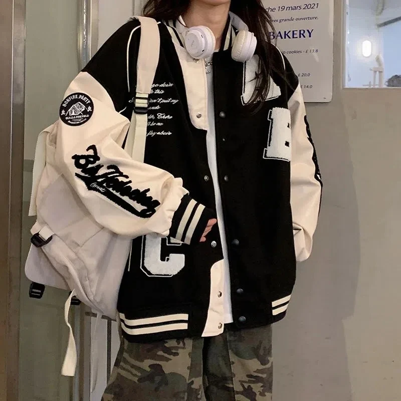 Varsity Jacket Letterman - Y2k Lamb Wool Bomber Jacketหญิงขนาดใหญ่Streetwear 2025
