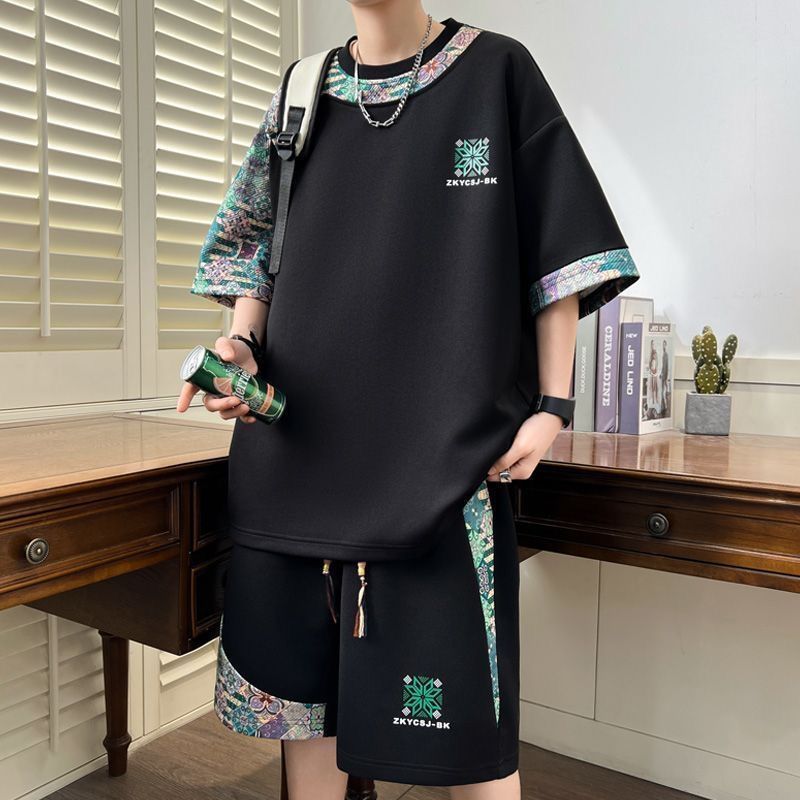 Men Fashion Korean Style - ชุดเซ็ตผู้ชายไซส์ใหญ่พิเศษ M-6XL รุ่นใหม่ปี 2026 เสื้อยืดและกางเกงขาสั้นสไตล์เกาหลีแนวสตรีทแฟชั่นสำหรับวัยรุ่น ชุด