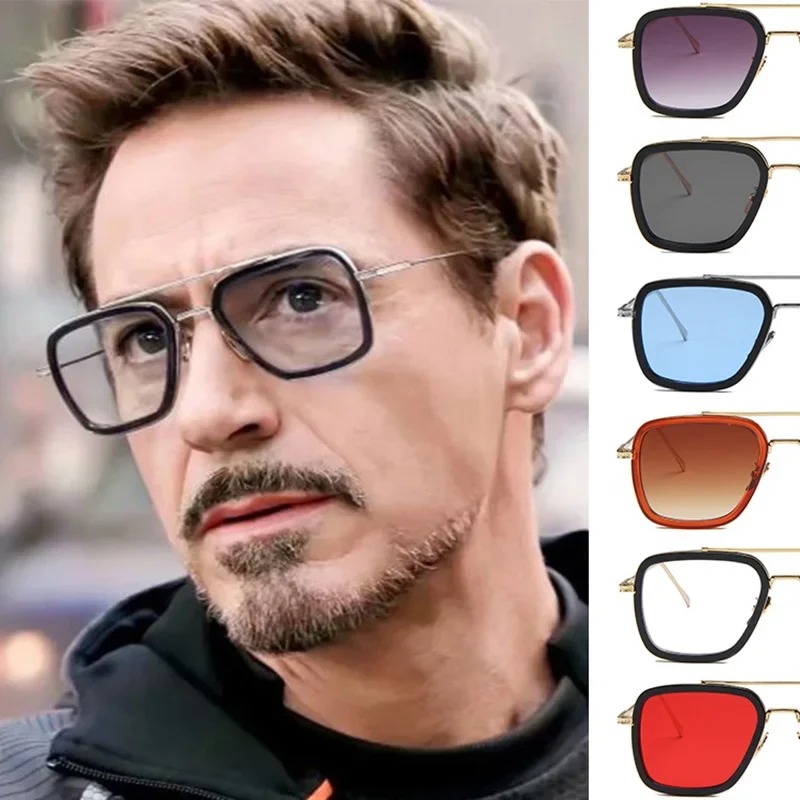 Men'S Fashion Glasses - แว่นกันแดดสไตล์สตีมพังก์โทนี่ สตาร์ค แฟชั่นสำหรับผู้ชายและผู้หญิง กรอบโลหะทรงเหลี่ยม แว่นตาขับรถ ยูนิเซ็กซ์