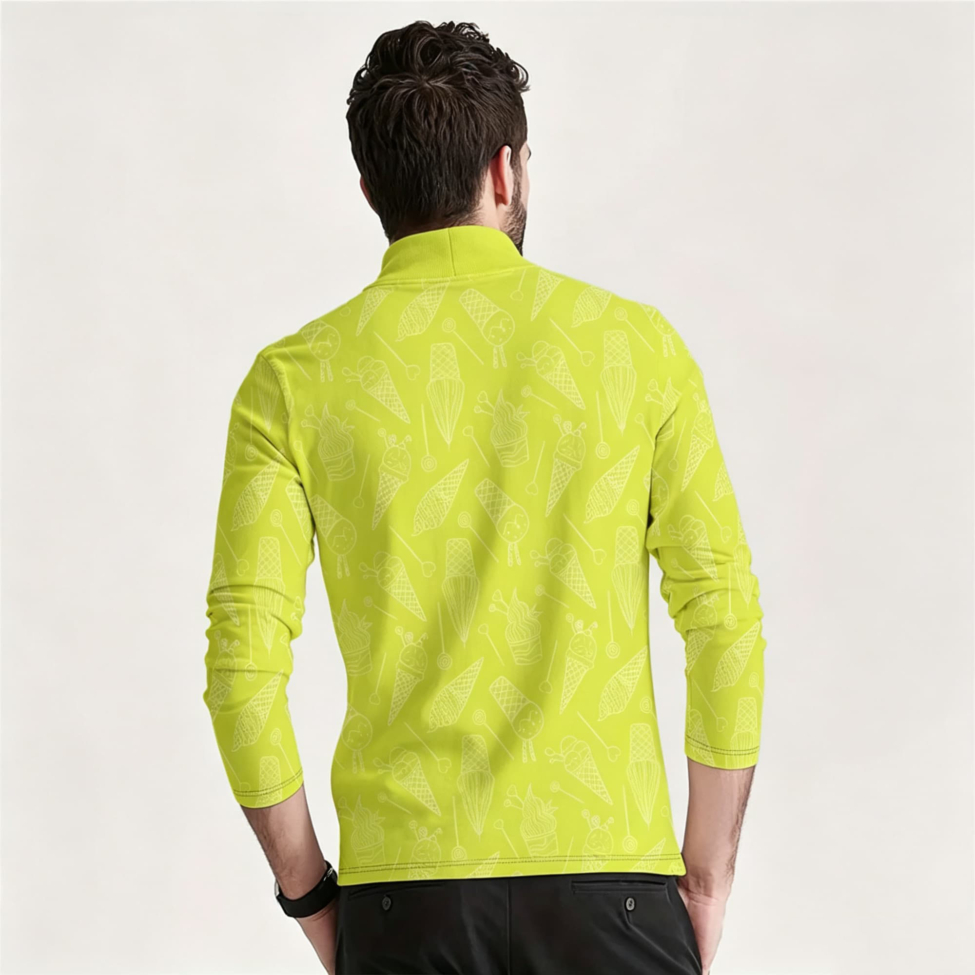 เสื้อเชิ้ตแขนยาวคอเต่าลายกราฟิ - Mens Fashion Streetwear บทวิจารณ์และราคา
