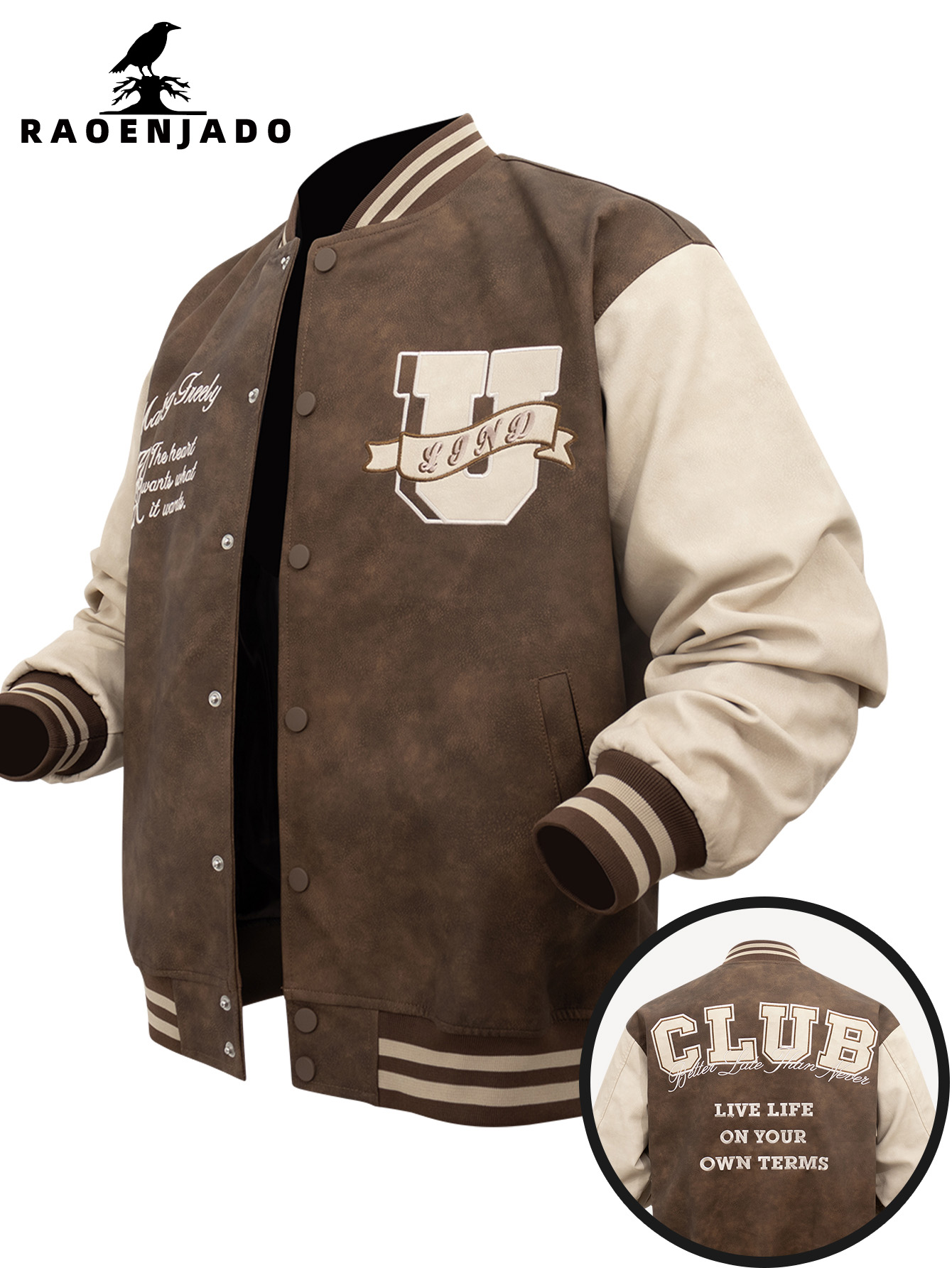 เสื้อแจ็คเก็ตหนัง PU สไตล์วินเ - Varsity Jacket Letterman บทวิจารณ์และราคา