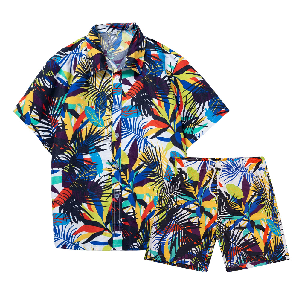 เสื้อเชิ้ตลายต้นมะพร้าวฮาวายแบ - Mens Fashion Streetwear บทวิจารณ์และราคา