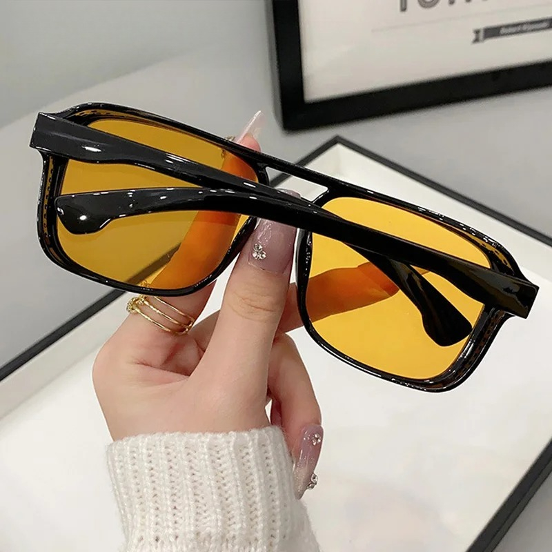 แว่นกันแดดทรงสี่เหลี่ยมแบบสองบ - Men'S Fashion Glasses บทวิจารณ์และราคา