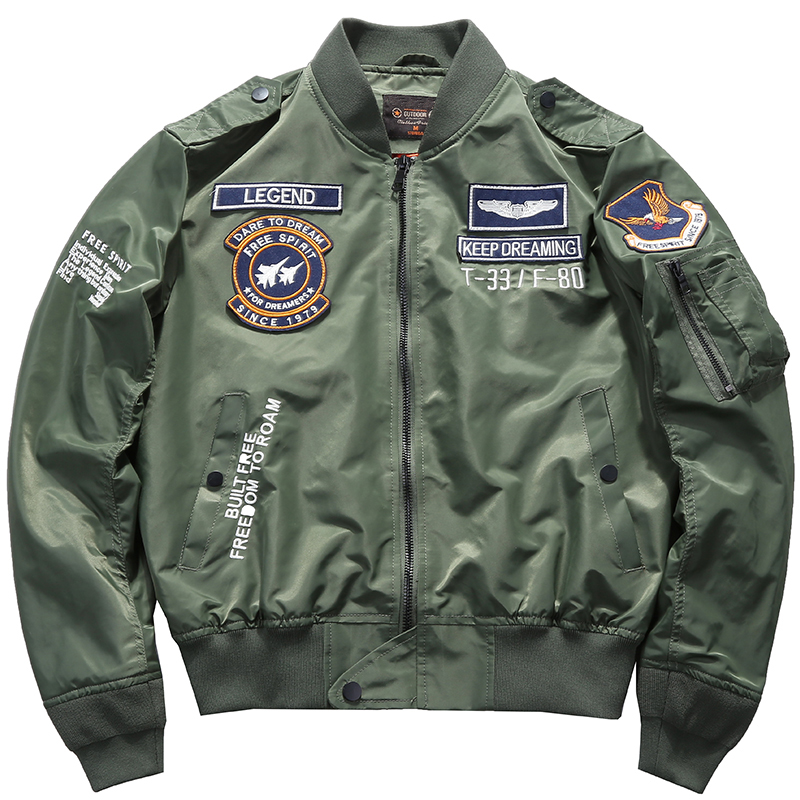 เสื้อแจ็กเก็ตบอมเบอร์ MA-1สำหร - Varsity Jacket Letterman บทวิจารณ์และราคา