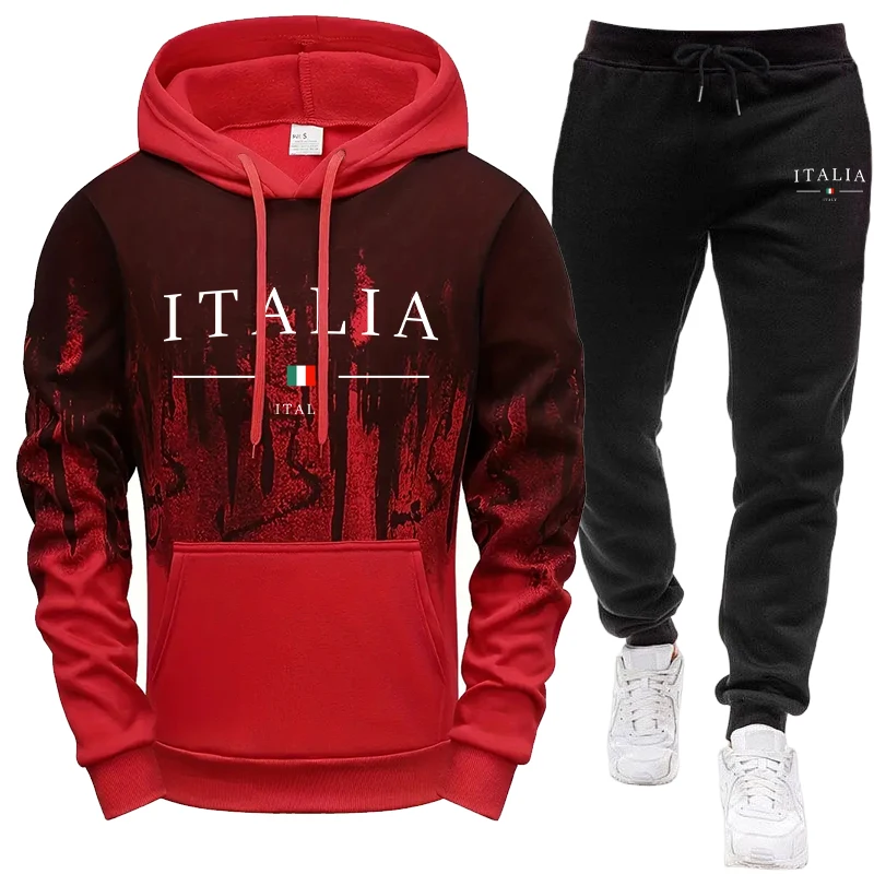ชุดเสื้อฮู้ดและกางเกงวอร์มแฟชั - Mens Fashion Casual Outfits บทวิจารณ์และราคา