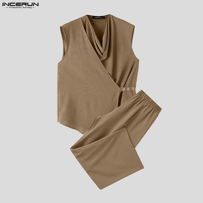 INCERUN ชุดเซ็ตผู้ชาย สีพื้น เ - Track Suit Men บทวิจารณ์และราคา